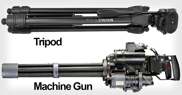 Tripod mistaken for machine gun