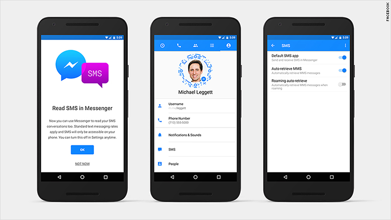 Facebook Messenger now Supports Text Messaging on Android