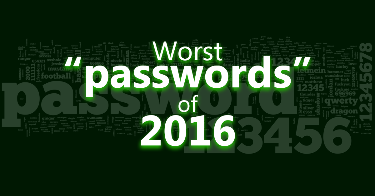 Worst Passwords of 2016 [ including tips for strong passwords ]