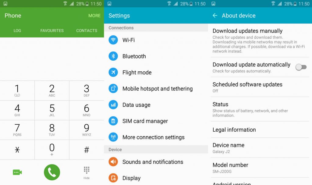 Samsung galaxy j2 pro UI