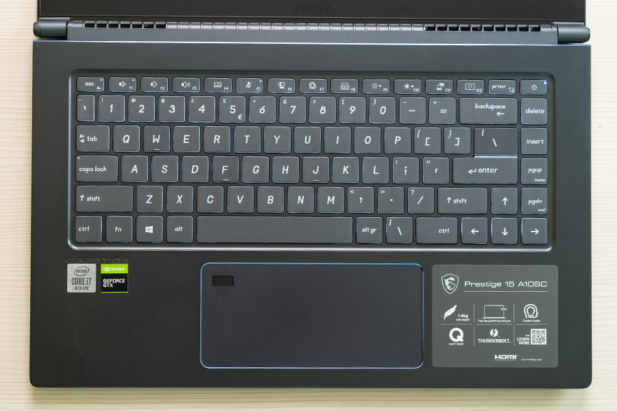 MSI Prestige 15 SC Keyboard mouse pad