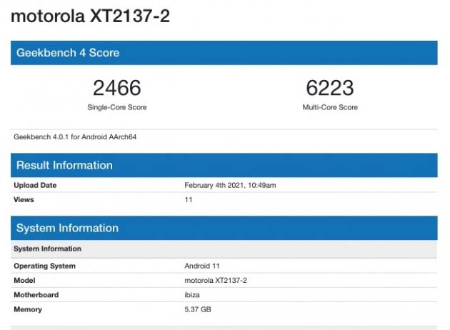 Moto G40 Geekbench 4 Score