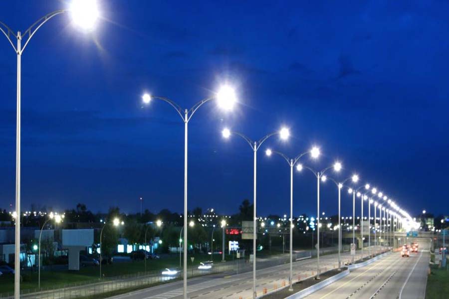 Street lights in road