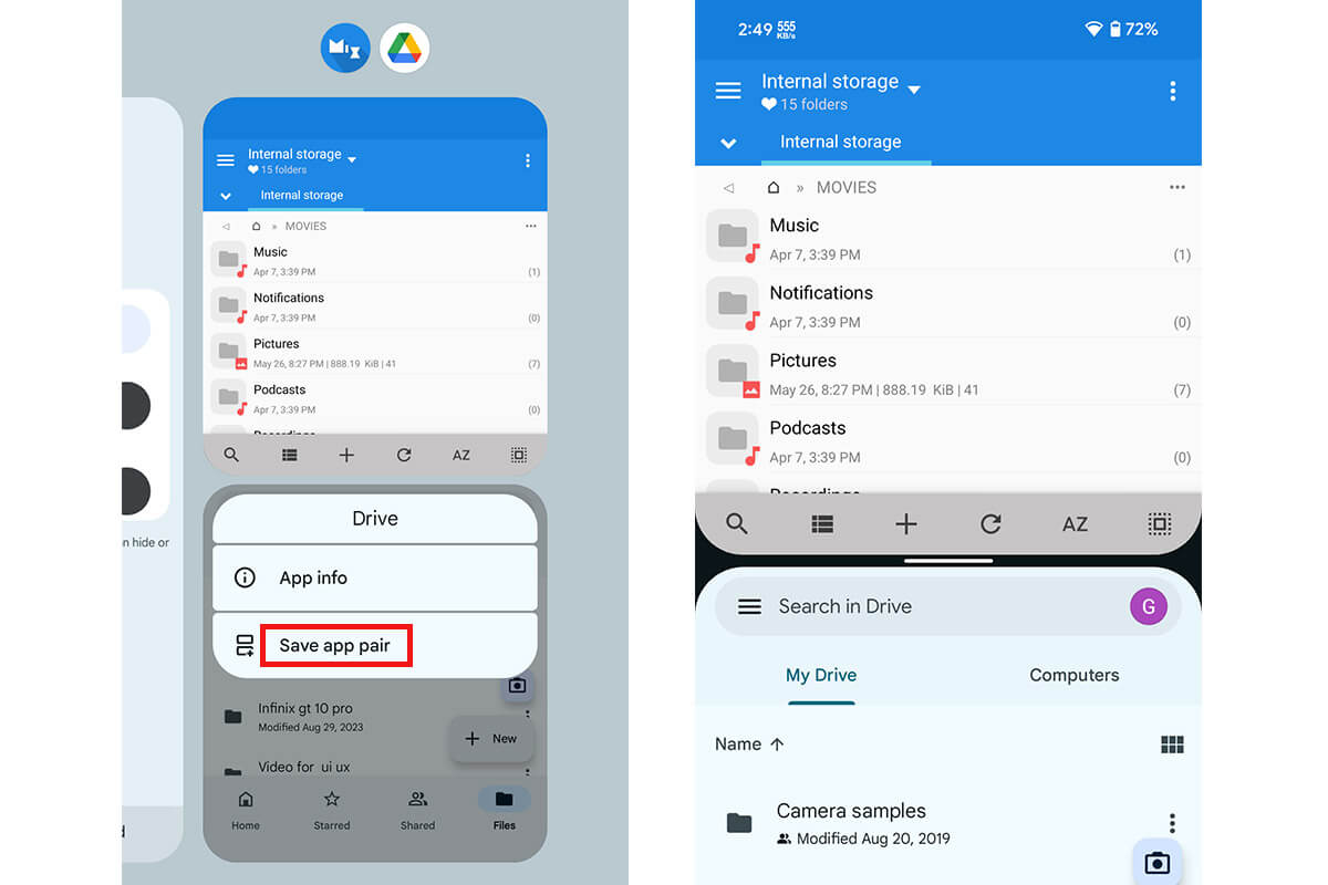 Android 15 - App pairs