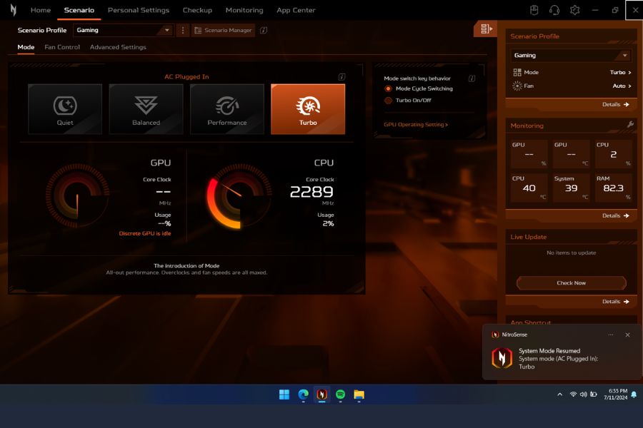 Acer Nitro V 16 Review - Performance Modes