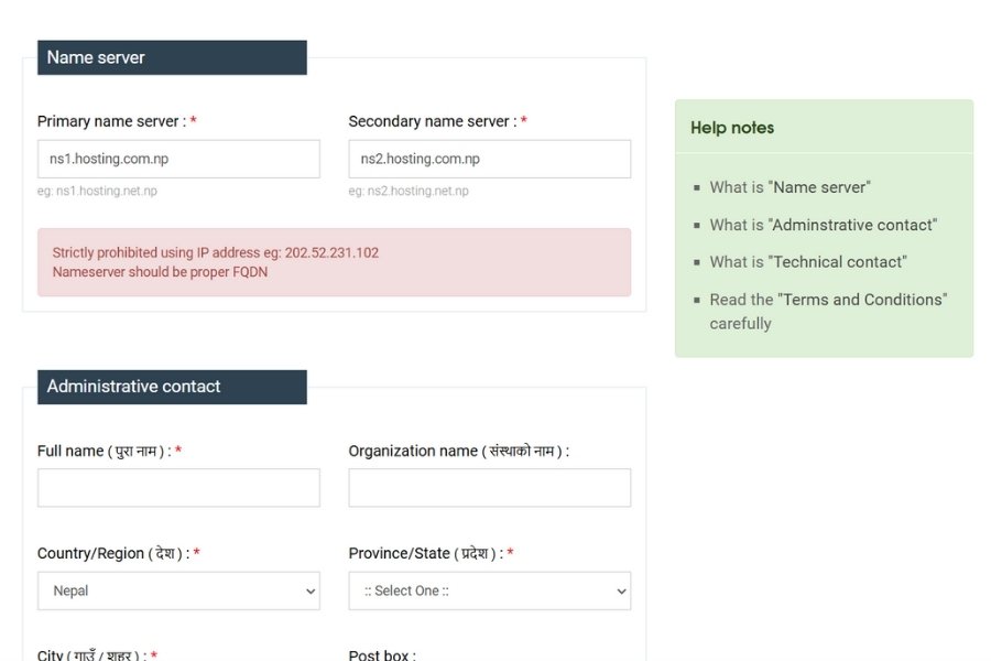 Registering domain in Nepal