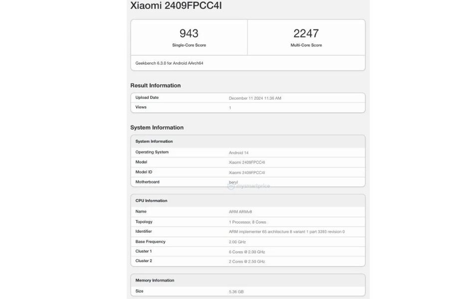 poco x7 neo geekbench image