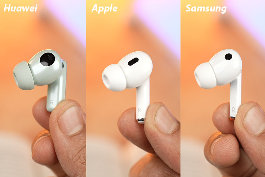 AirPods Pro 2 vs Galaxy Buds 3 Pro vs FreeBuds Pro 4 - Design 2
