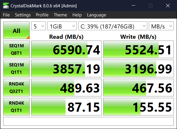 Lenovo V14 Gen 4 - CrystalDiskMark