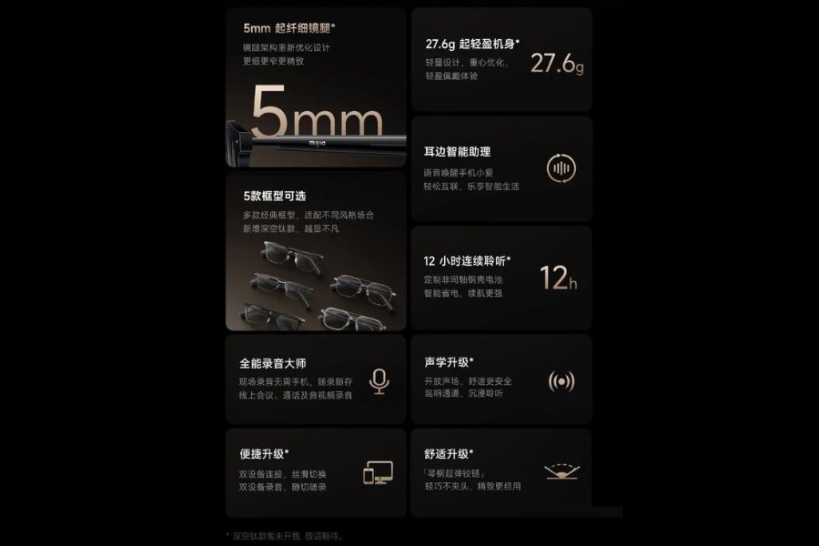 Xiaomi Mijia Smart Audio Glasses 2 Features