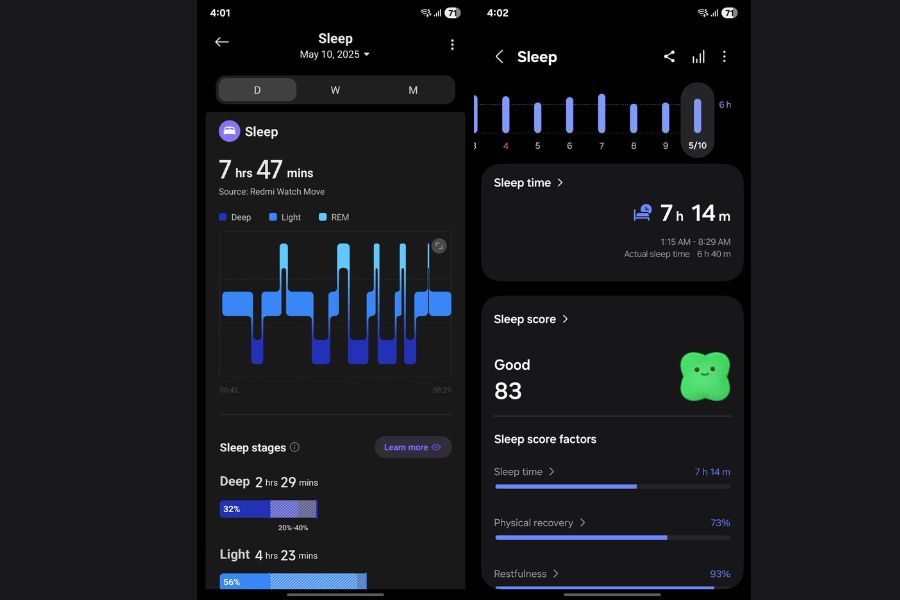 Redmi Watch Move Sleep Tracking Comparison