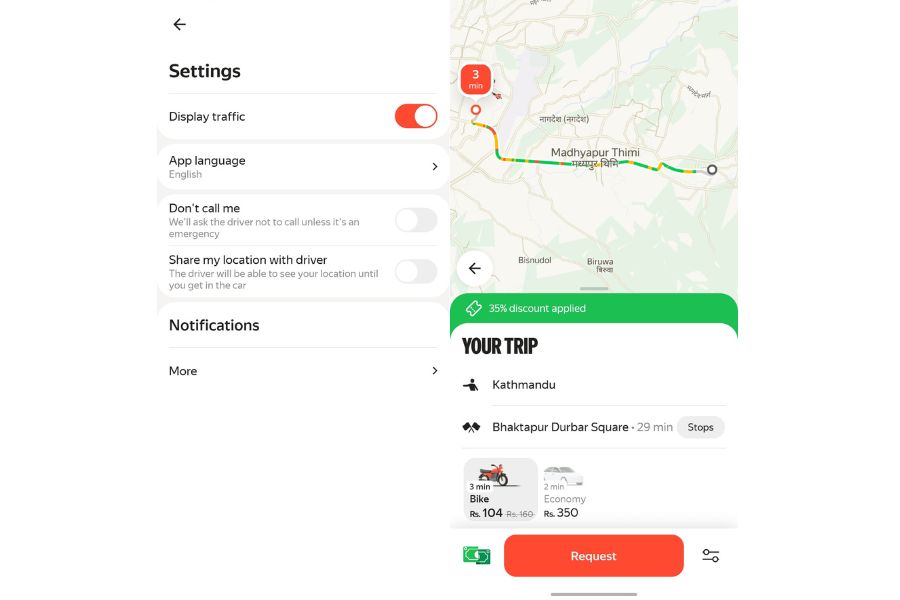 Yango App Traffic Showing Option
