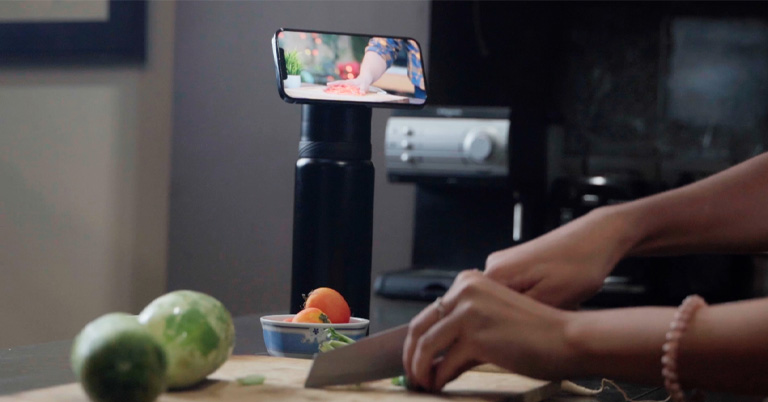 Sip and Zap smart bottle launched in Nepal with wireless charging and a phone stand