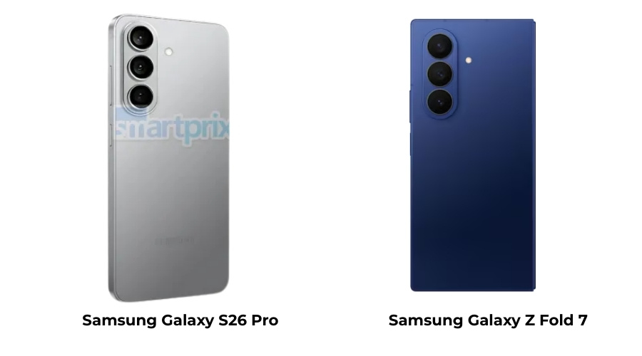 Samsung Galaxy S26 Pro and Galaxy Z Fold 7 back camera module comparison