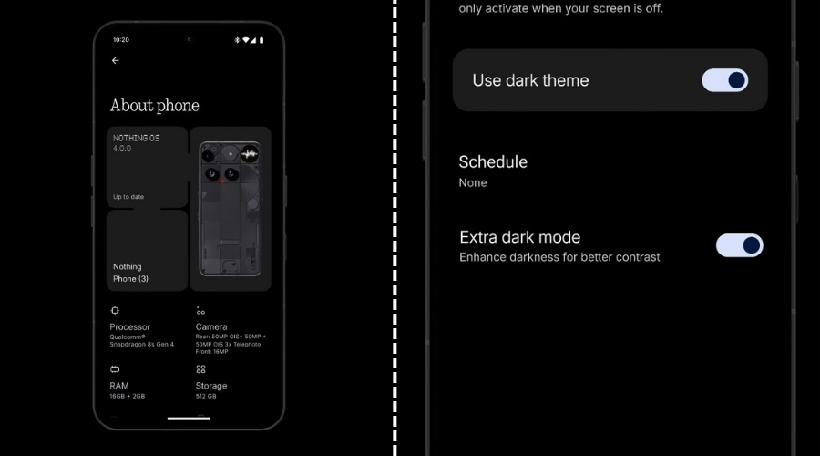 Nothing's new Extra dark Mode 