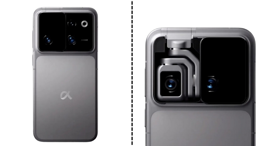 The Robot Phone design and the gimbal camera at the back