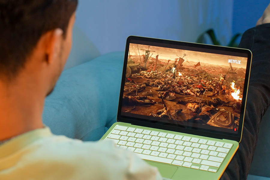 Macbook Neo movie watching