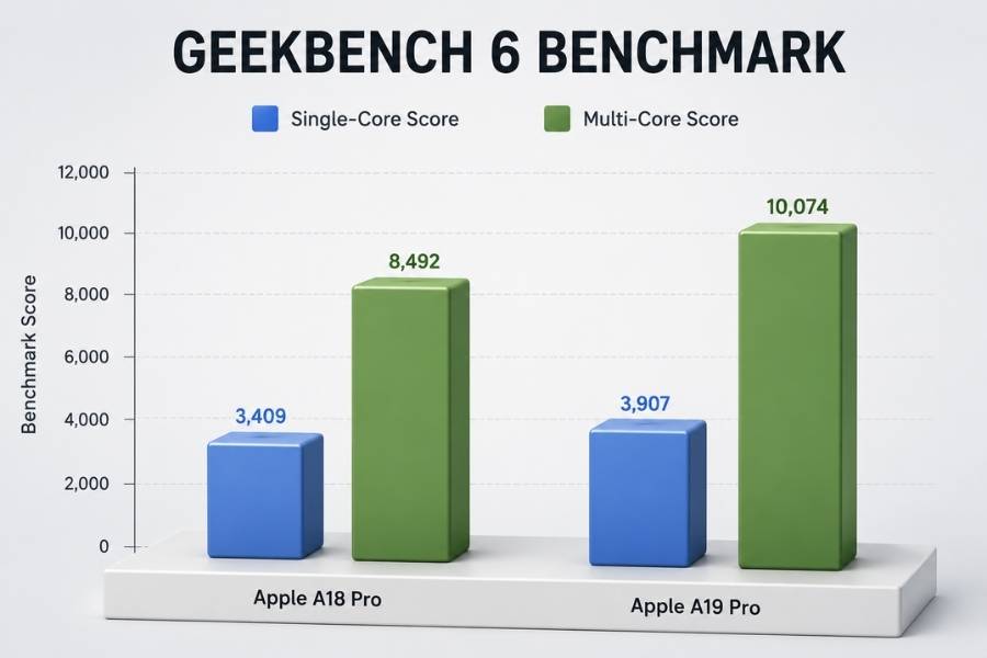 Apple MacBook Neo 2 A19 Pro chip comparision Geekbench 6 benchmark score