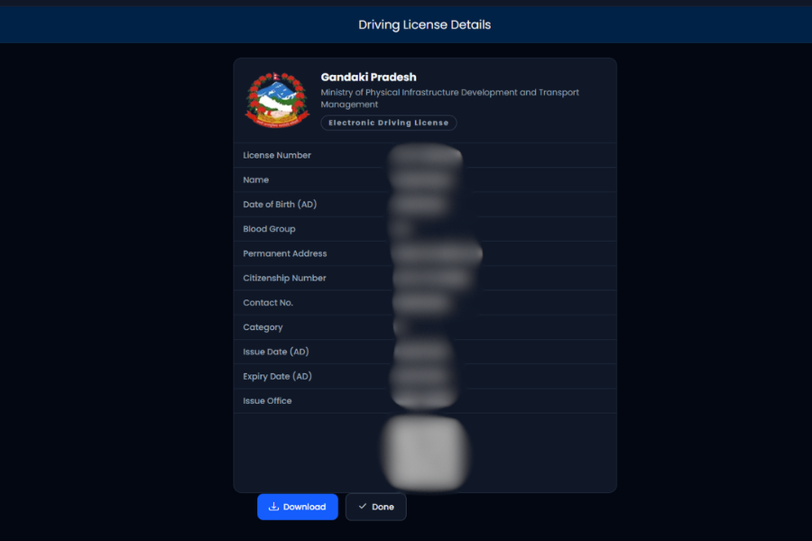 details of license
