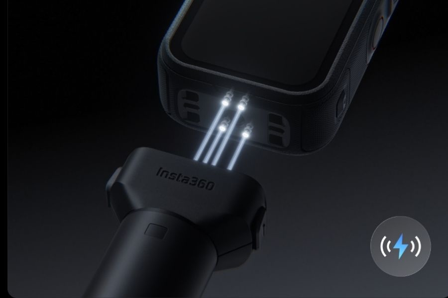 Insta360 X6 Camera magnetic connector pin system