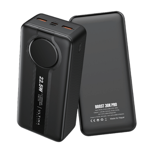 Ultima Boost 30K Pro Powerbank Back and Top VIew