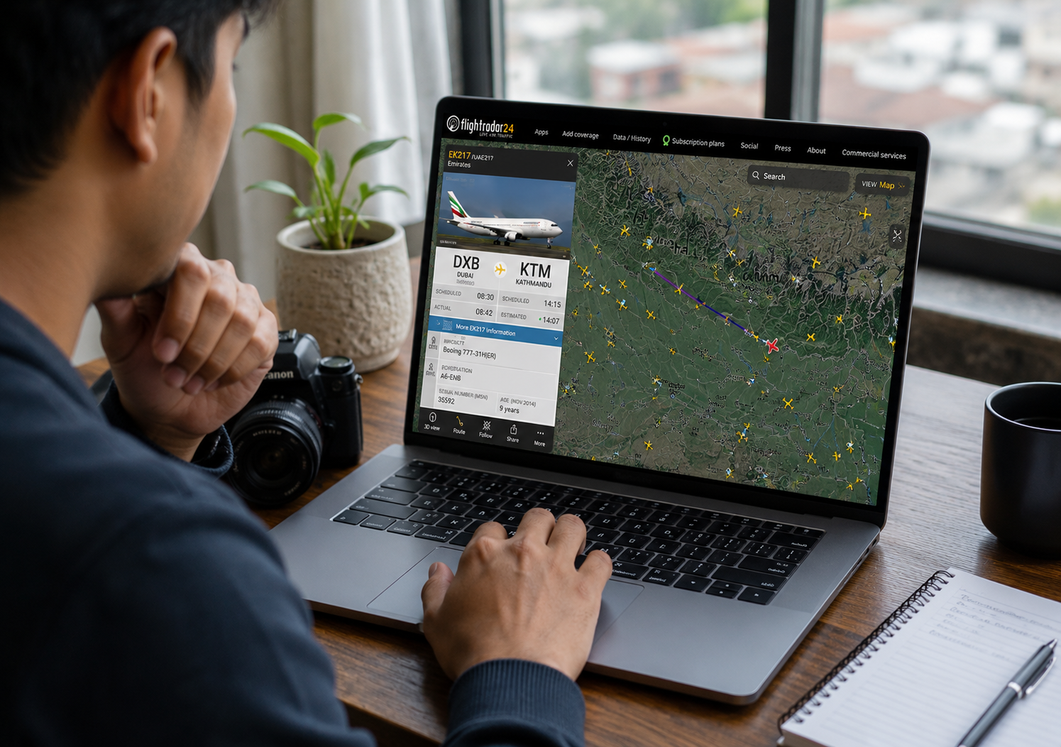 person tracking a flight