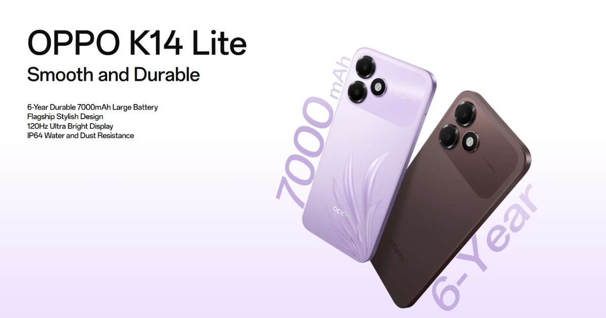 OPPO K14 Lite goes official with a 7,000mAh battery and 120Hz display!