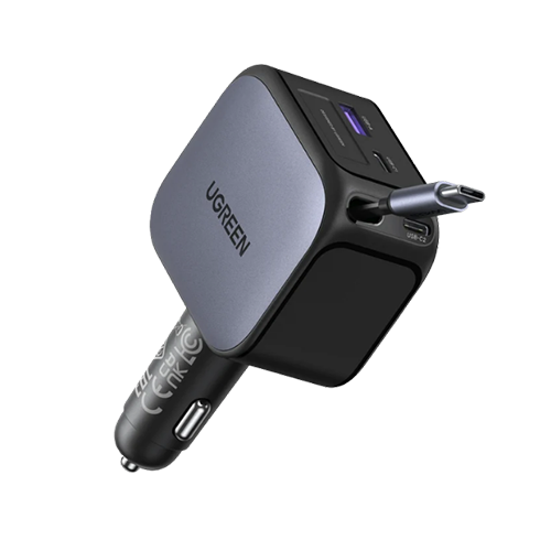 UGREEN Nexode Car Charger 145W with Retractable USB-C Cable