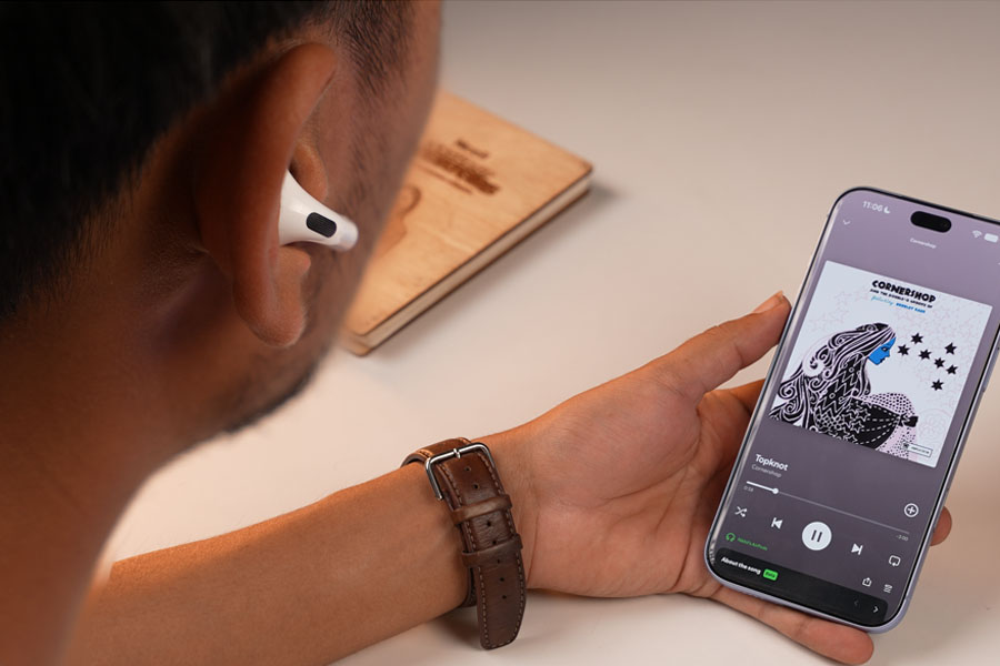 Listening to music on the AirPods 5